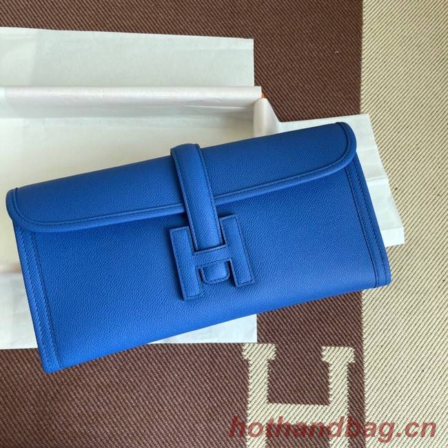 Hermes Original Espom Leather Clutch 37088 optic blue