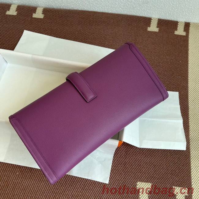 Hermes Original Espom Leather Clutch 37088 purple