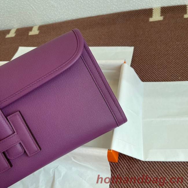 Hermes Original Espom Leather Clutch 37088 purple