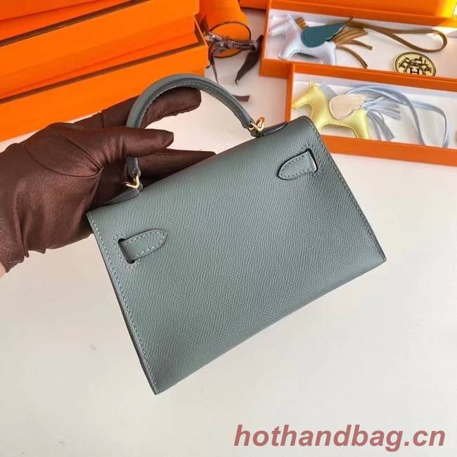 Hermes Kelly 19cm Shoulder Bags Epsom Leather KL19 Gold hardware Almond green