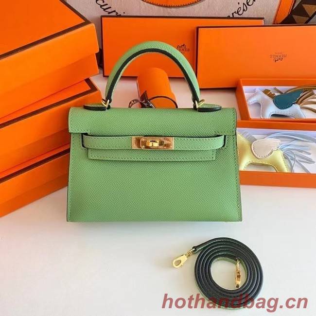 Hermes Kelly 19cm Shoulder Bags Epsom Leather KL19 Gold hardware Avocado Green