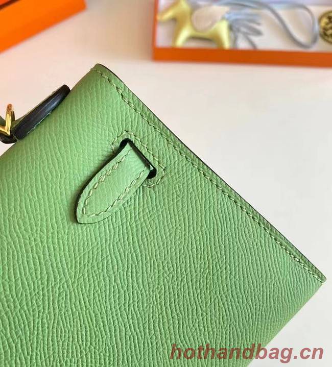 Hermes Kelly 19cm Shoulder Bags Epsom Leather KL19 Gold hardware Avocado Green