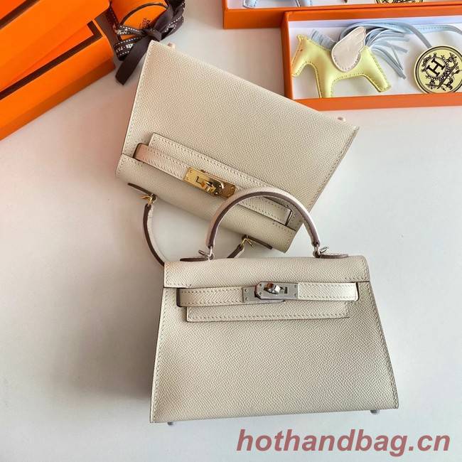 Hermes Kelly 19cm Shoulder Bags Epsom Leather KL19 Gold hardware Cream