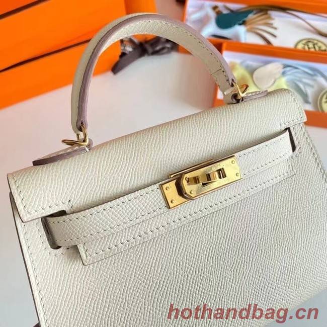 Hermes Kelly 19cm Shoulder Bags Epsom Leather KL19 Gold hardware Cream