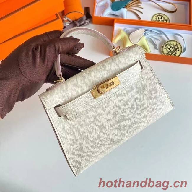 Hermes Kelly 19cm Shoulder Bags Epsom Leather KL19 Gold hardware Cream