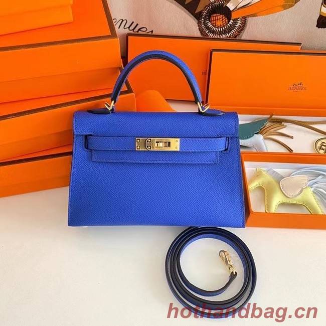 Hermes Kelly 19cm Shoulder Bags Epsom Leather KL19 Gold hardware Electro optic blue