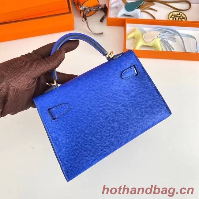 Hermes Kelly 19cm Shoulder Bags Epsom Leather KL19 Gold hardware Electro optic blue