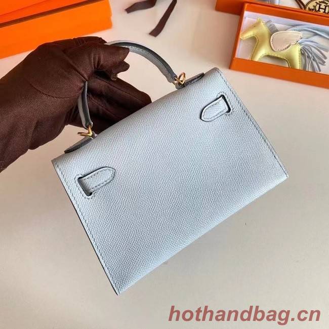 Hermes Kelly 19cm Shoulder Bags Epsom Leather KL19 Gold hardware Glacier blue