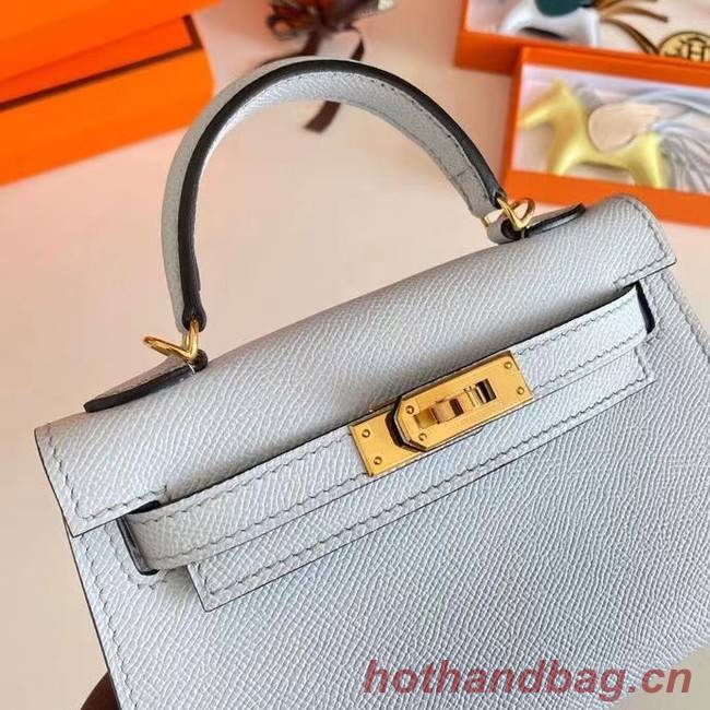 Hermes Kelly 19cm Shoulder Bags Epsom Leather KL19 Gold hardware Glacier blue