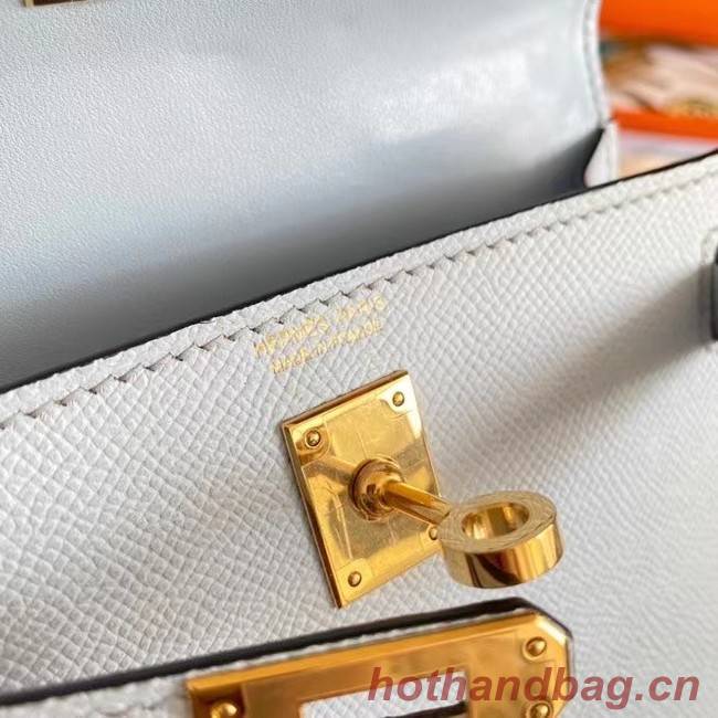 Hermes Kelly 19cm Shoulder Bags Epsom Leather KL19 Gold hardware Glacier blue