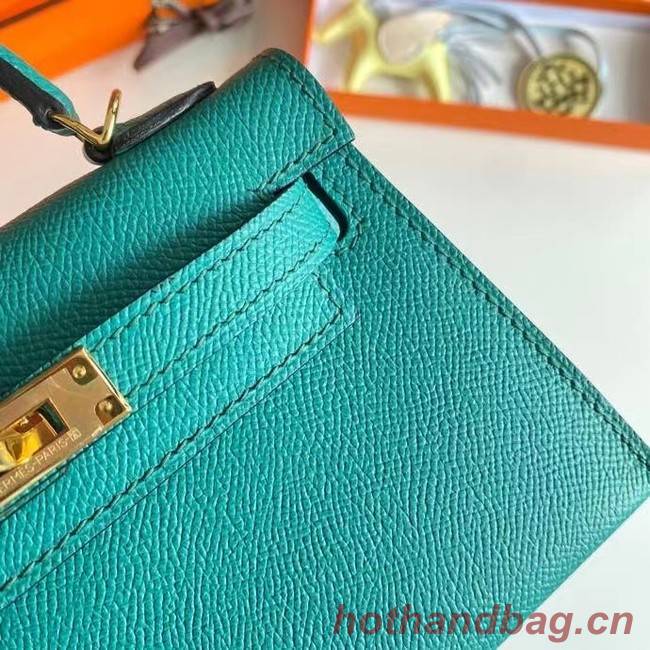 Hermes Kelly 19cm Shoulder Bags Epsom Leather KL19 Gold hardware Lake blue