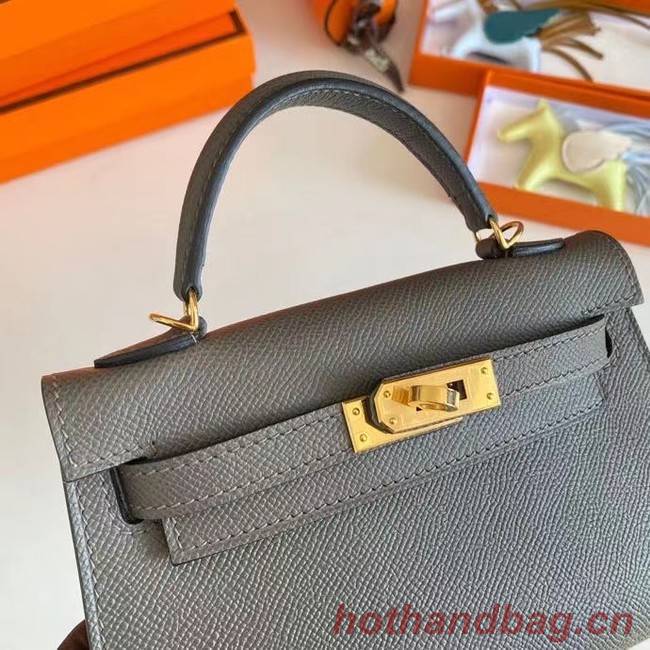 Hermes Kelly 19cm Shoulder Bags Epsom Leather KL19 Gold hardware gray