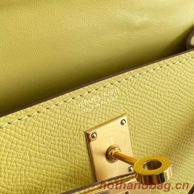 Hermes Kelly 19cm Shoulder Bags Epsom Leather KL19 Gold hardware lemon