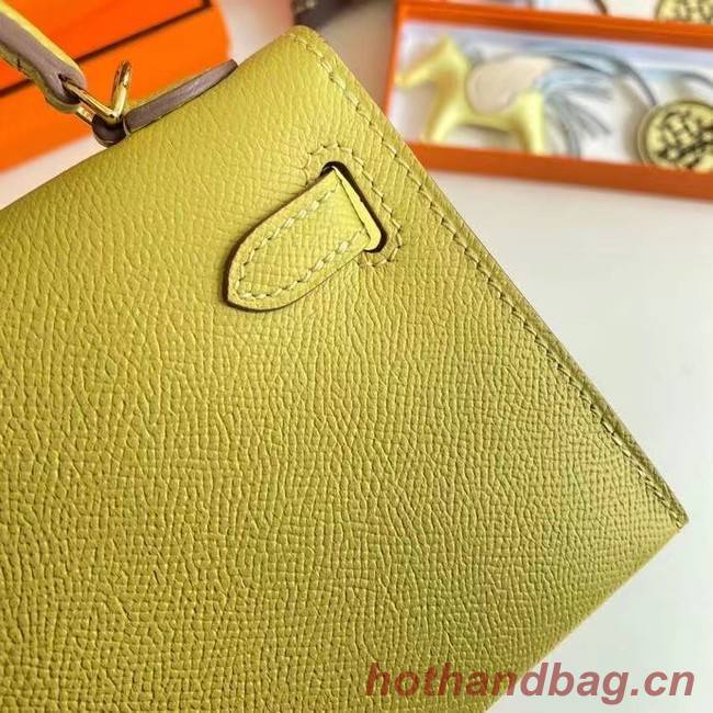 Hermes Kelly 19cm Shoulder Bags Epsom Leather KL19 Gold hardware lemon