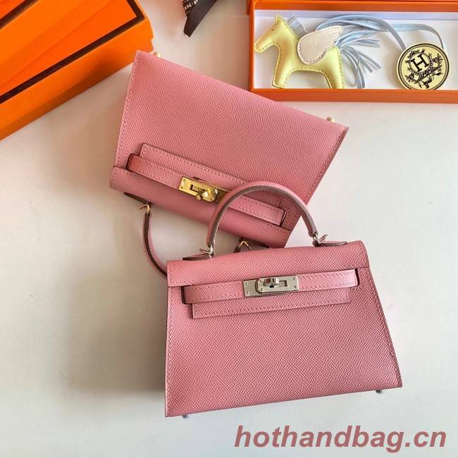 Hermes Kelly 19cm Shoulder Bags Epsom Leather KL19 Gold hardware pink