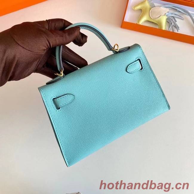 Hermes Kelly 19cm Shoulder Bags Epsom Leather KL19 Gold hardware sky blue