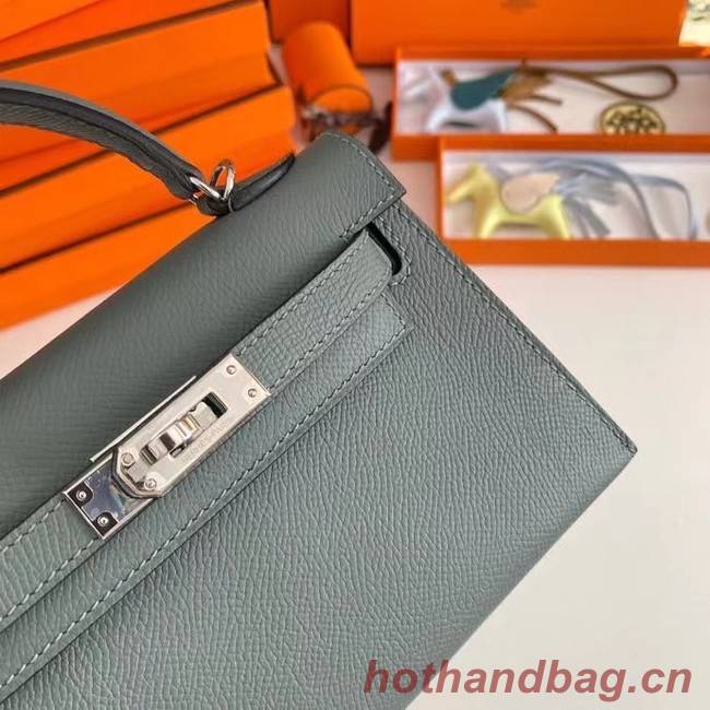 Hermes Kelly 19cm Shoulder Bags Epsom Leather KL19 Silver hardware Almond green