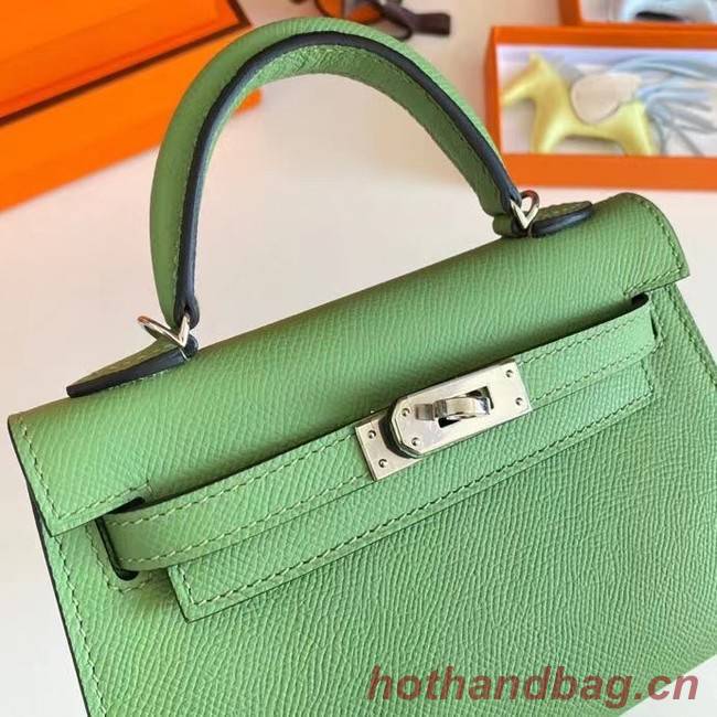 Hermes Kelly 19cm Shoulder Bags Epsom Leather KL19 Silver hardware Avocado Green