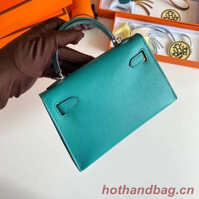 Hermes Kelly 19cm Shoulder Bags Epsom Leather KL19 Silver hardware Lake blue