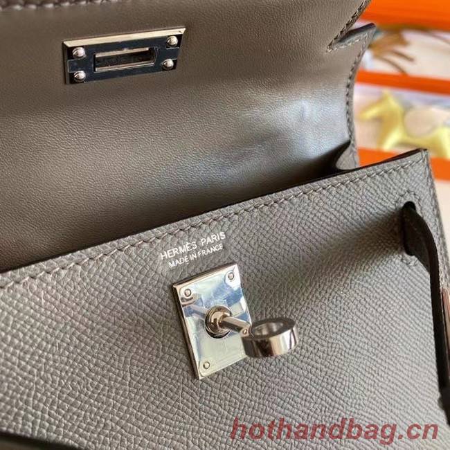 Hermes Kelly 19cm Shoulder Bags Epsom Leather KL19 Silver hardware gray