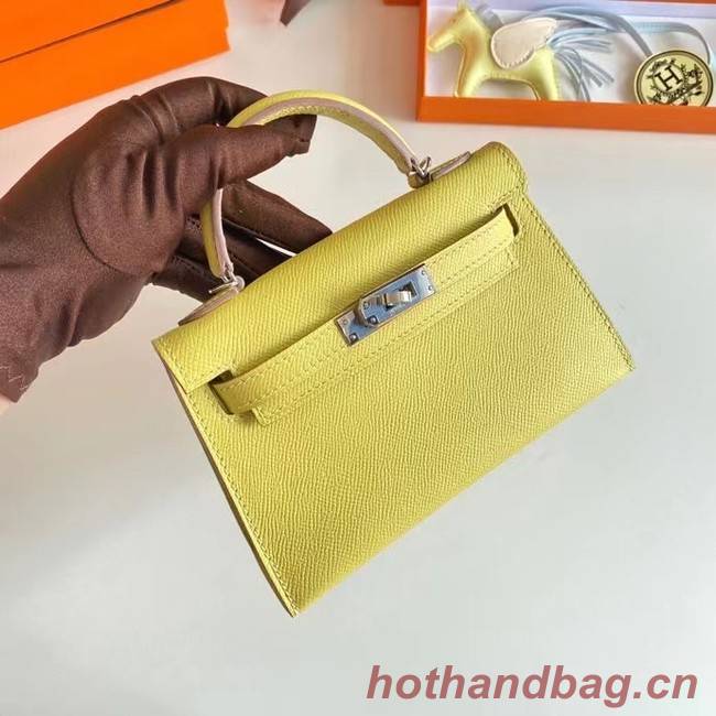 Hermes Kelly 19cm Shoulder Bags Epsom Leather KL19 Silver hardware lemon