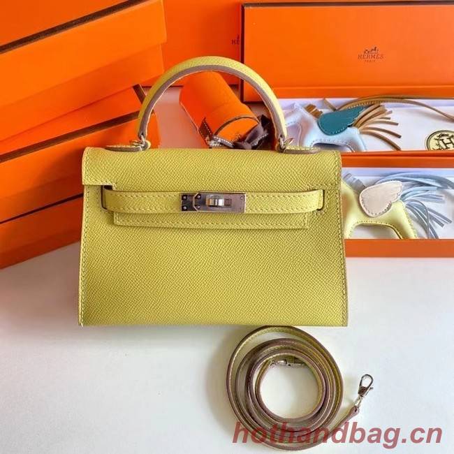 Hermes Kelly 19cm Shoulder Bags Epsom Leather KL19 Silver hardware lemon