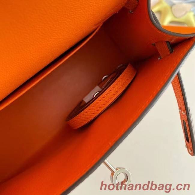 Hermes Kelly 19cm Shoulder Bags Epsom Leather KL19 Silver hardware orange