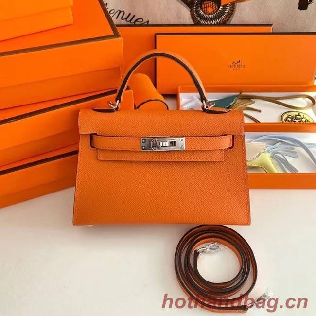 Hermes Kelly 19cm Shoulder Bags Epsom Leather KL19 Silver hardware orange