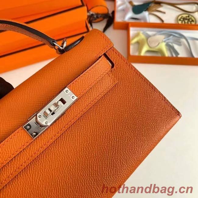 Hermes Kelly 19cm Shoulder Bags Epsom Leather KL19 Silver hardware orange