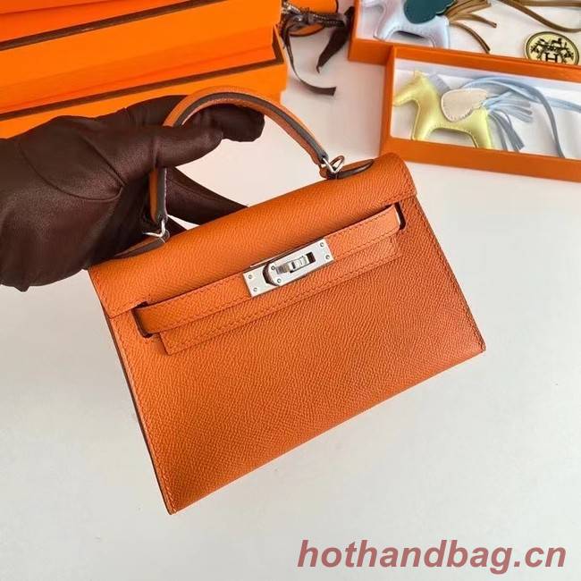 Hermes Kelly 19cm Shoulder Bags Epsom Leather KL19 Silver hardware orange