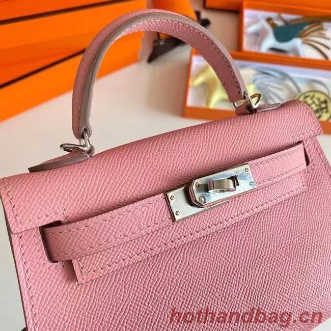 Hermes Kelly 19cm Shoulder Bags Epsom Leather KL19 Silver hardware pink