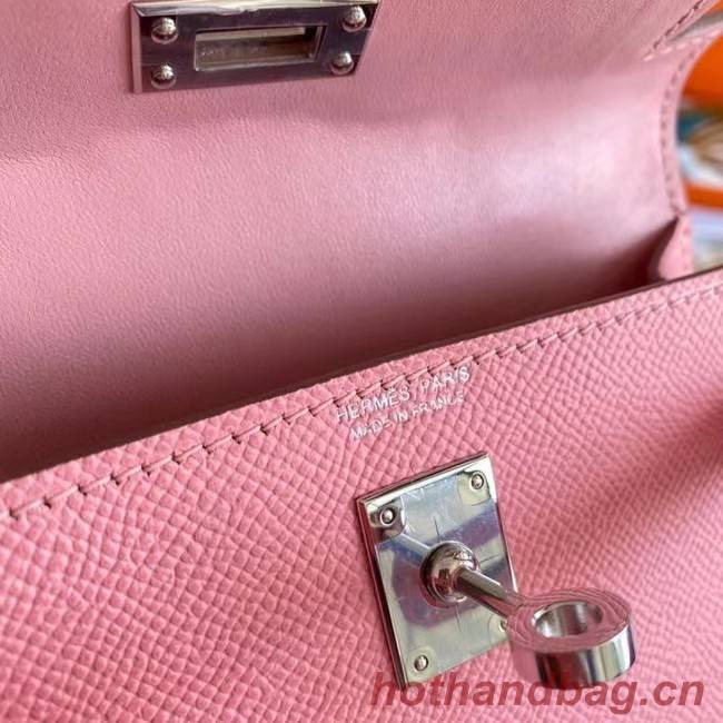 Hermes Kelly 19cm Shoulder Bags Epsom Leather KL19 Silver hardware pink