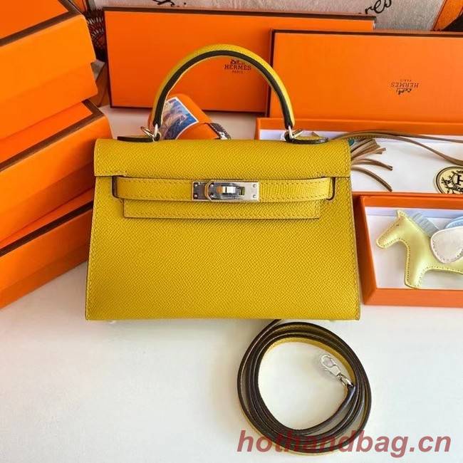 Hermes Kelly 19cm Shoulder Bags Epsom Leather KL19 Silver hardware yellow