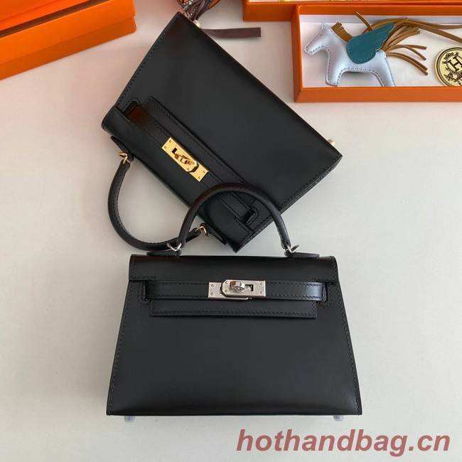 Hermes Kelly 19cm Shoulder Bags box Leather KL19 Gold hardware black