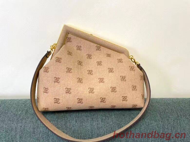 FENDI FIRST MEDIUM flannel bag with embroidery 8BP127A Beige