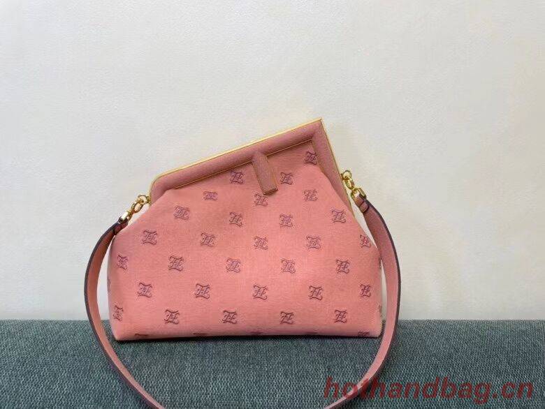 FENDI FIRST MEDIUM flannel bag with embroidery 8BP127A PINK