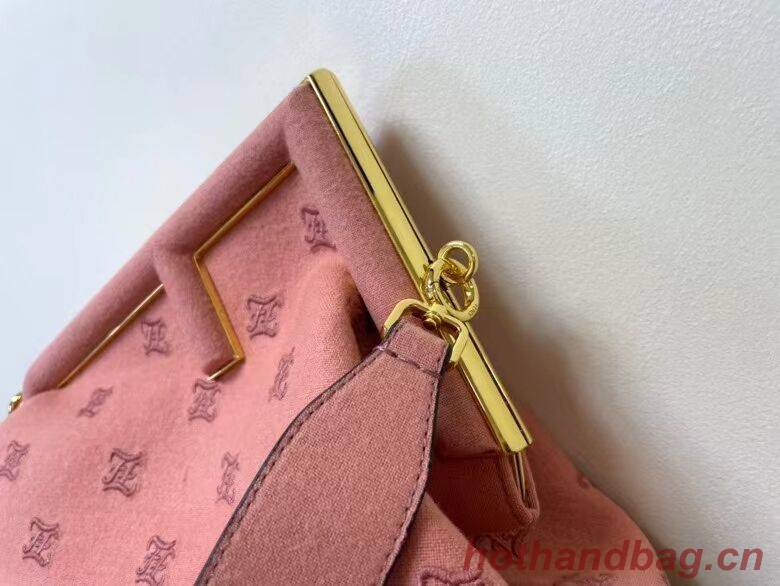 FENDI FIRST MEDIUM flannel bag with embroidery 8BP127A PINK