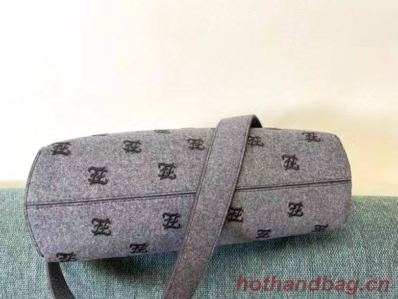 FENDI FIRST MEDIUM flannel bag with embroidery 8BP127A gray