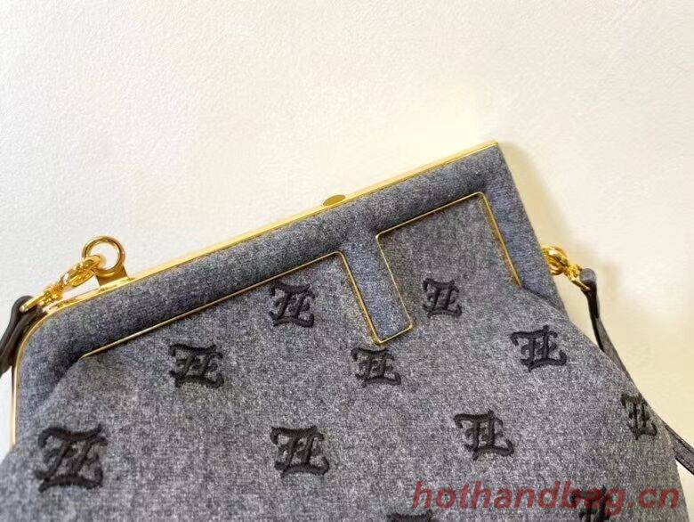 FENDI FIRST SMALL flannel bag with embroidery 8BP129A GRAY