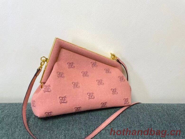 FENDI FIRST SMALL flannel bag with embroidery 8BP129A PINK