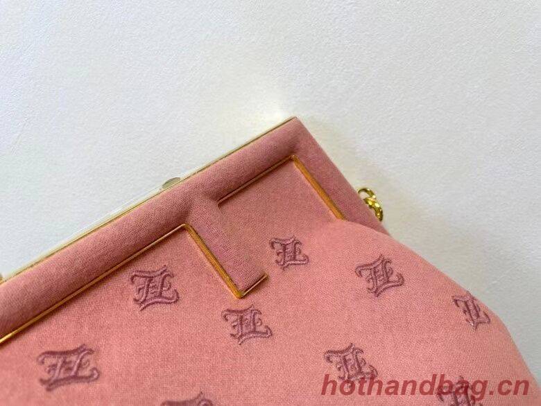 FENDI FIRST SMALL flannel bag with embroidery 8BP129A PINK