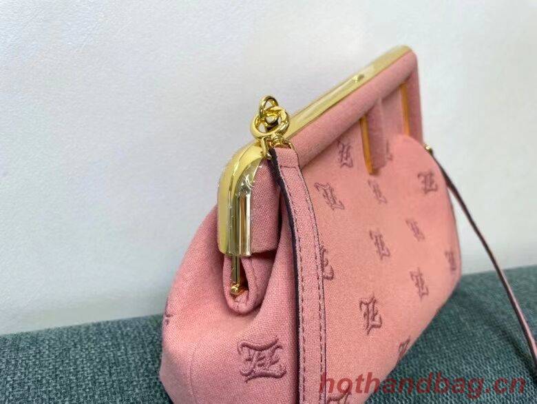 FENDI FIRST SMALL flannel bag with embroidery 8BP129A PINK