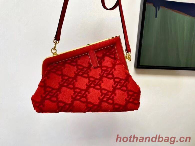 FENDI FIRST small suede bag 8BP129A red