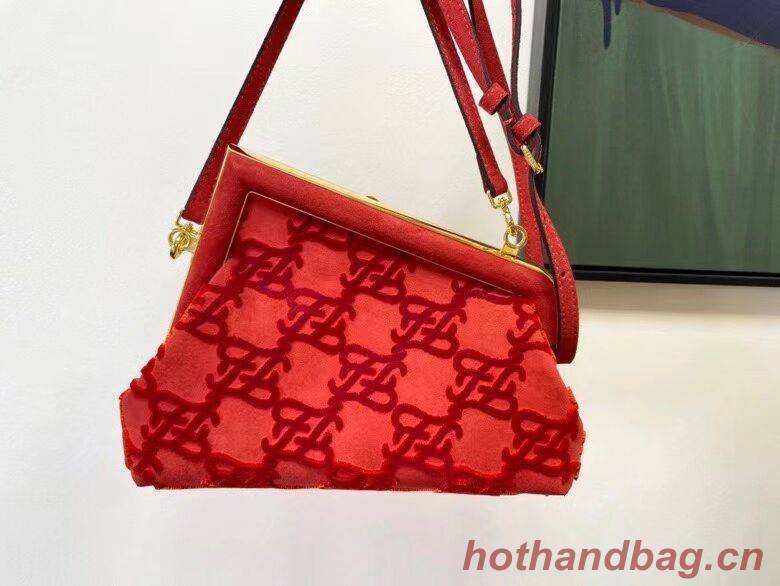 FENDI FIRST small suede bag 8BP129A red