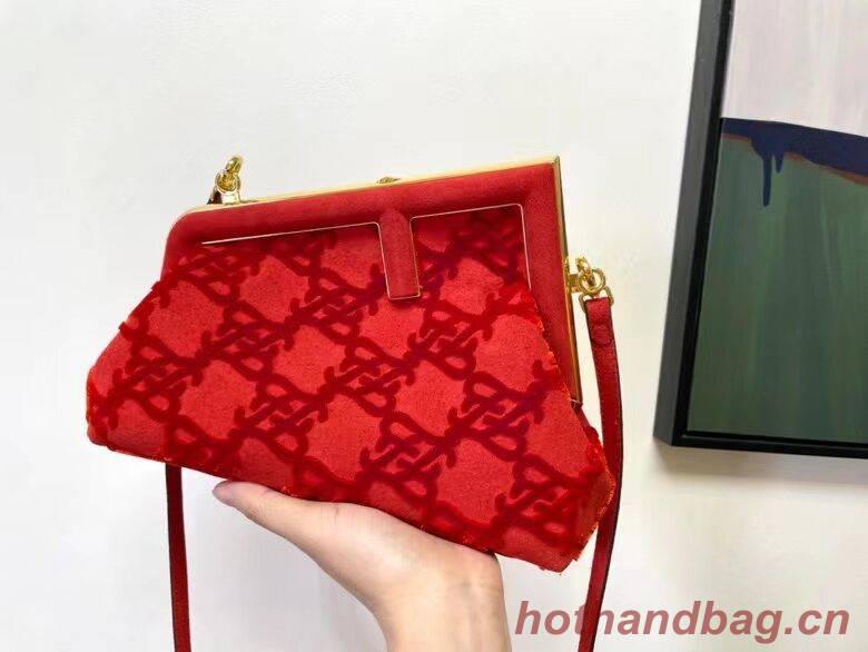 FENDI FIRST small suede bag 8BP129A red