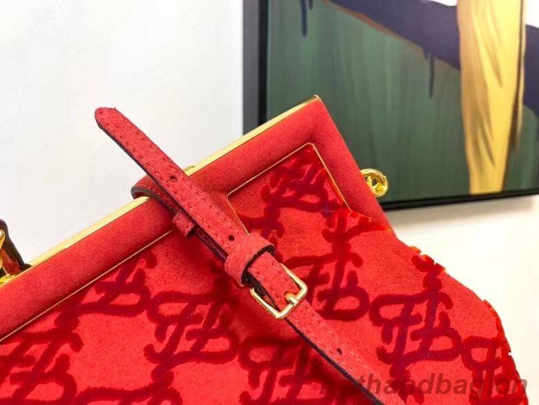 FENDI FIRST small suede bag 8BP129A red