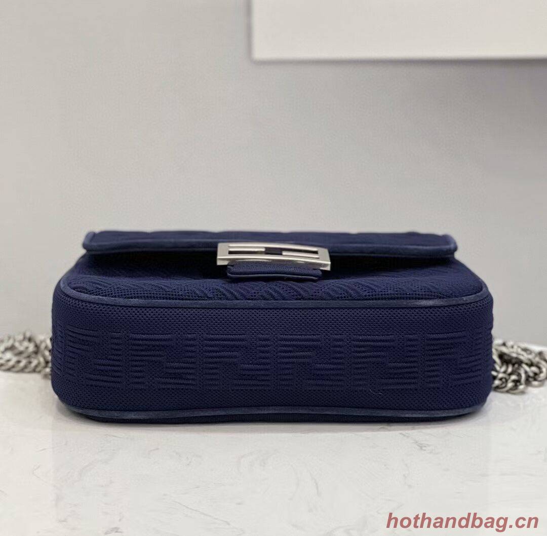 FENDI MIDI BAGUETTE CHAIN FF fabric bag 8BR793 dark blue