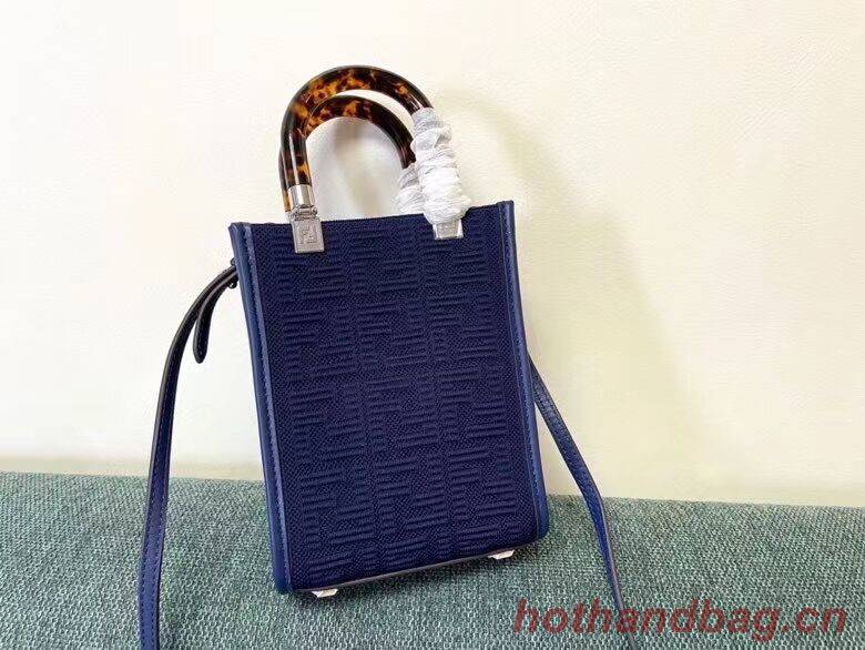 FENDI MINI SUNSHINE SHOPPER FF fabric mini-bag 8BS051AG dark blue