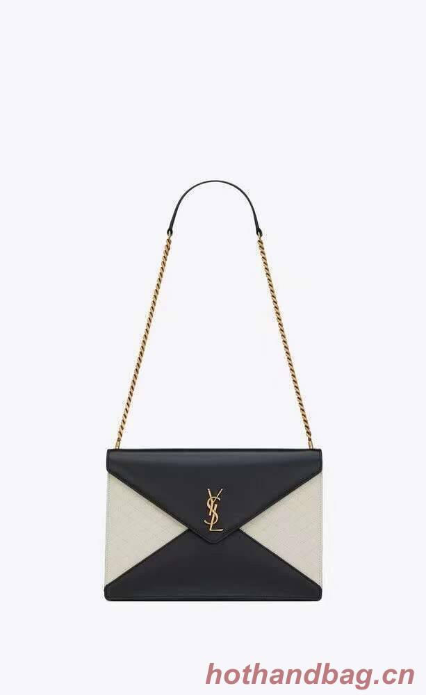 YSL GABY CHAIN BAG IN VINTAGE LAMBSKIN 668864 black&white