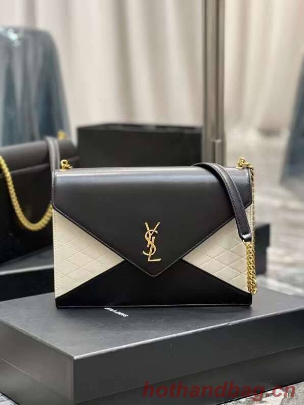 YSL GABY CHAIN BAG IN VINTAGE LAMBSKIN 668864 black&white